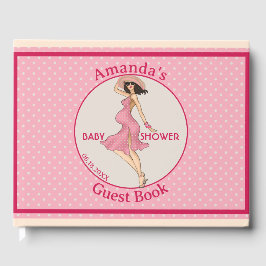 Libro De Visitas Retro Mommy Brunette Baby Shower Fiesta
