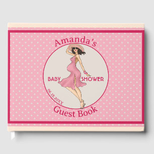Libro De Visitas Retro Mommy Brunette Baby Shower Fiesta