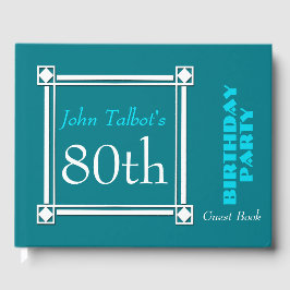 Libro De Visitas Retro White Frame 80th Birthday Guest Book