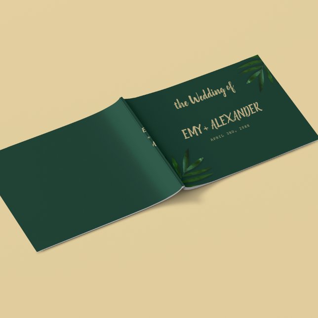Libro De Visitas Rich Green Golden Theme Guest Book (A guest that helps you be organized and even can keep as a memory)