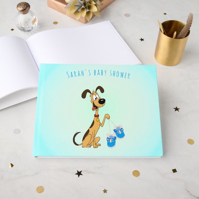 Libro De Visitas Rico el perro Baby Shower Niño (Anverso Abierto)