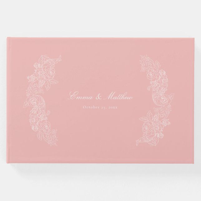 Libro De Visitas Rococo Marie Antoinette Escudo Botánico Rosa (Anverso)