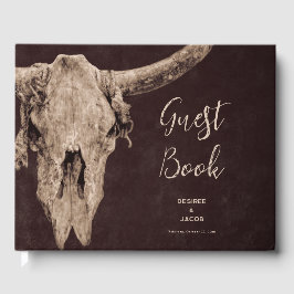 Libro De Visitas Rodeo de campo Oeste Brown Bull Skull