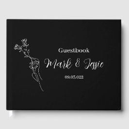 Libro De Visitas ROE Boda simple negro y blanco