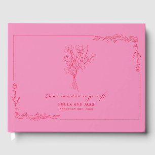 Libro De Visitas Rojo Bouquet + Boda Rosa Floral
