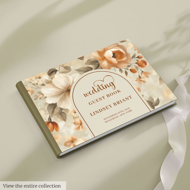 Libro De Visitas Romantic Boho Copper Ivory Sage Flower Wedding  (Romantic Boho Copper Ivory Sage Flower Wedding Guest Book)