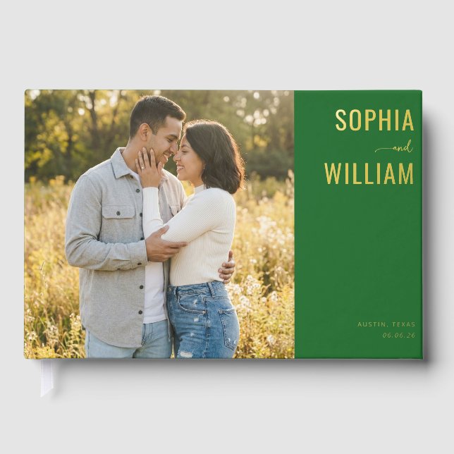Libro De Visitas Romantic Green Contemporary Photo (Anverso)