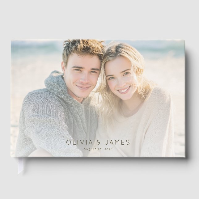 Libro De Visitas Romantic Light Blue Beach Photo (Anverso)