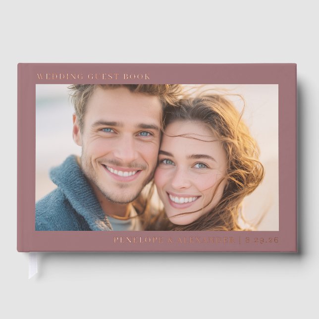 Libro De Visitas Romantic Maroon Classic Photo (Anverso)