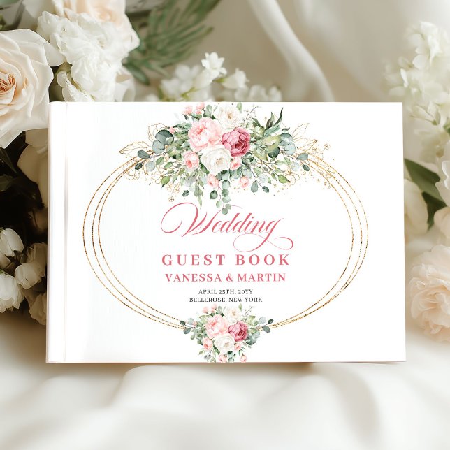 Libro De Visitas Romantic Pastel Pink Flowers Wedding Guest Book (Romantic Pastel Pink Flowers Wedding Guest Book)