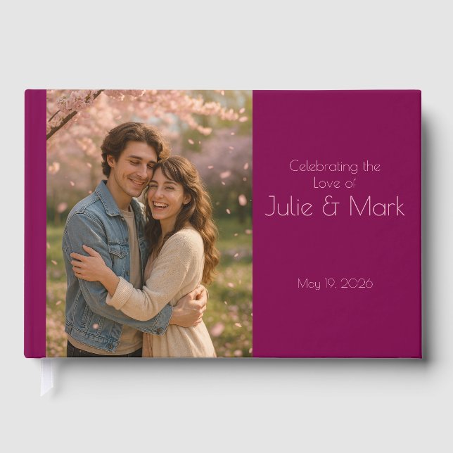 Libro De Visitas Romantic Pink Petals Wedding Guest Book (Anverso)