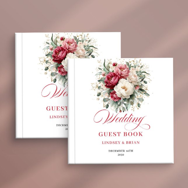 Libro De Visitas Romantic Rustic Red Blush Wedding Guest Book (Romantic Rustic Red Blush Wedding Guest Book)
