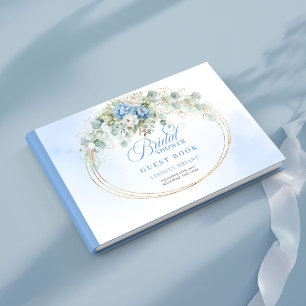 Libro De Visitas Romántico Boho Azul Peonía Dorado Bridal Shower