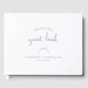 Libro De Visitas Romántico Bow   Lilac Boda Guest Book