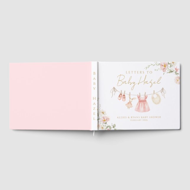 Libro De Visitas Ropa de bebé boho de flor silvestre rosa Fiesta de (Lleno)