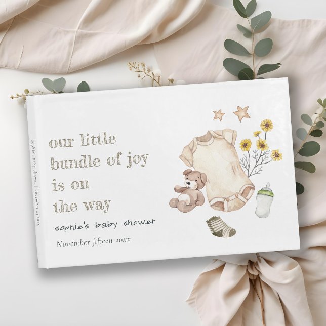 Libro De Visitas Ropa de bebé verde Boho Género Baby Shower neutral (Subido por el creador)