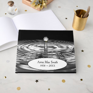 Libro De Visitas Rosa blanca conmemorativa en gota de agua