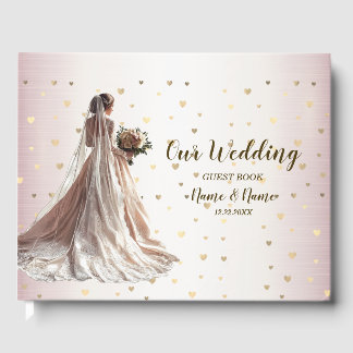 Libro De Visitas Rosa Boda de Invierno Novia Fiesta del corazón bri