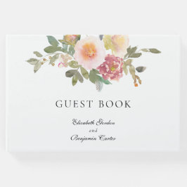 Libro De Visitas Rosa  Boda Elegante Personalizado de escritura flo