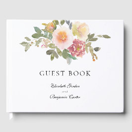Libro De Visitas Rosa  Boda Elegante Personalizado de escritura flo