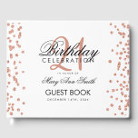 Libro De Visitas Rosa Confetti White 21st Birthday Fiesta<br><div class="desc">Elegante patrón de Confetti White,  Rosa Fiesta de Oro del 21º cumpleaños.</div>