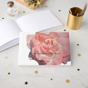 Libro De Visitas Rosa Coral Única Floral Moderna Boda Hoja de Oro R