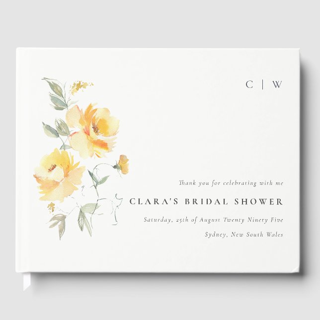 Libro De Visitas Rosa de acuarela verde amarillento, regaderazo nup (Anverso)