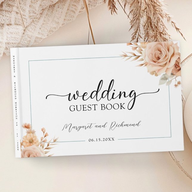 Libro De Visitas Rosa de Boda floral rústico de Terracotta (Subido por el creador)