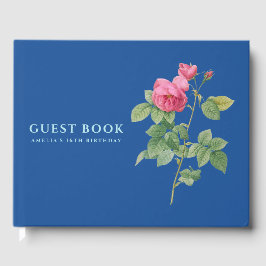 Libro De Visitas Rosa de época foto azul de la Marina Botánica
