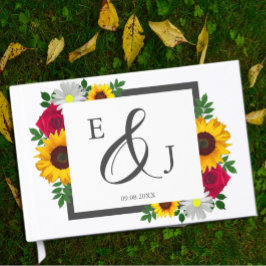 Libro De Visitas Rosa de girasol Daisy Autumn Boda floral
