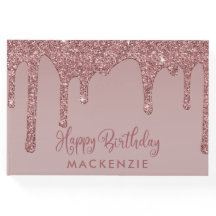 Rosa de lujo Purpurina de oro Drin Cumpleaños