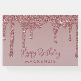 Libro De Visitas Rosa de lujo Purpurina de oro Drin Cumpleaños