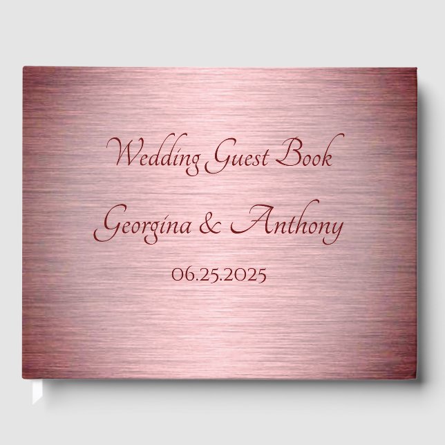 Libro De Visitas Rosa de oro Copper Burgundy Boda (Anverso)