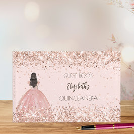 Libro De Visitas Rosa de Quinceanera purpurina
