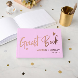 Libro De Visitas Rosa de Relieve metalizado real Boda de guión de c
