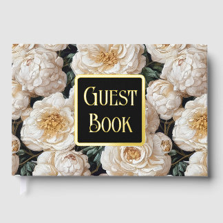 Libro De Visitas Rosa flor floral patrón oro marfil Relieve metaliz