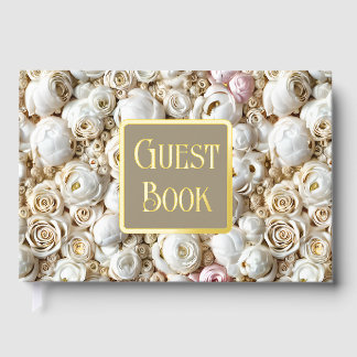 Libro De Visitas Rosa flor floral patrón oro Relieve metalizado ros