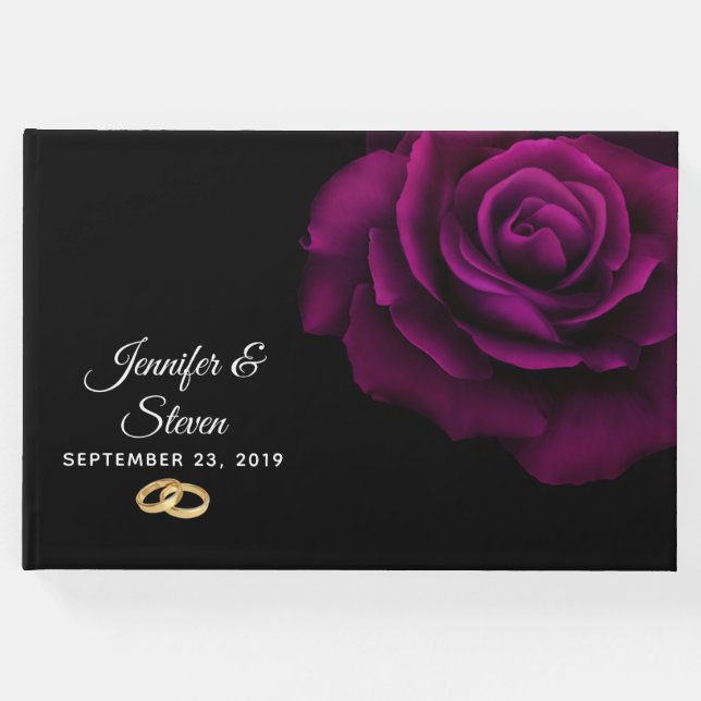 Libro De Visitas Rosa Flor Purple-Red Gótica (Anverso)