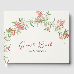 Libro De Visitas Rosa Flor Silvestre Primavera Guirnalda Boda
