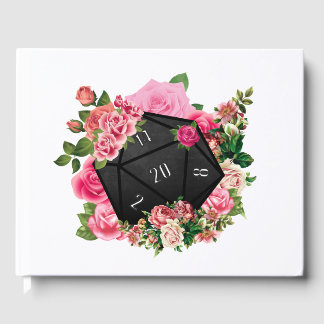 Libro De Visitas Rosa floral D20 Tabletop RPG Gaming Dice