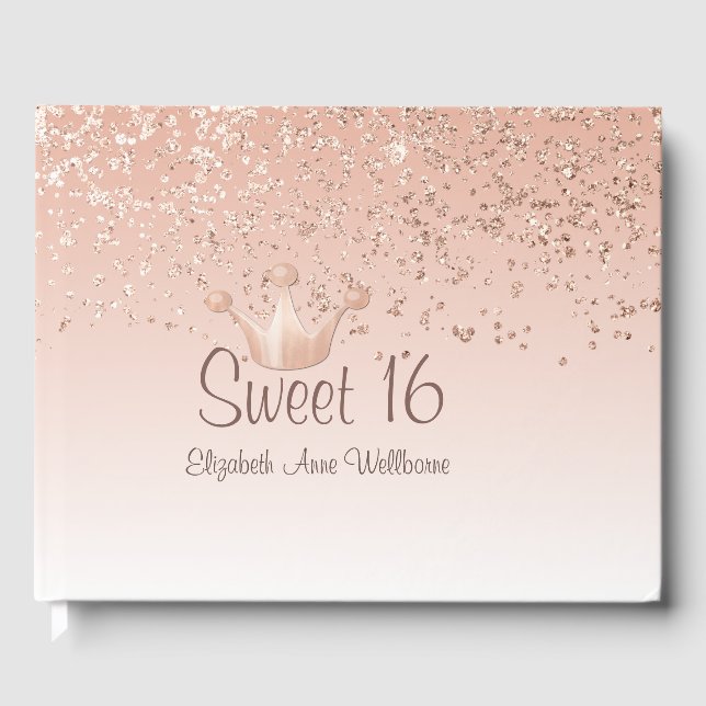 Libro De Visitas Rosa Gold Crown Sweet 16 Guest Book (Anverso)