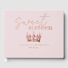 Libro De Visitas Rosa Gold Sweet 16 Relieve metalizado Guestbook