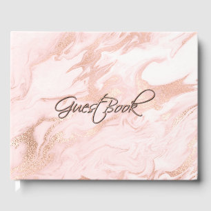 Libro De Visitas Rosa Gold y Rubor Marble Boda