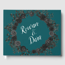 Rosa gótica elegante boda azul turquesa negro