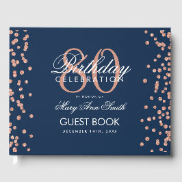 Libro De Visitas Rosa Marina de Oro Azul 80 Purpurina de cumpleaños