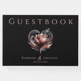 Libro De Visitas Rosa moderno con Boda cardíaco