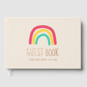 Libro De Visitas Rosa moderno lindo de arco iris Relieve metalizado