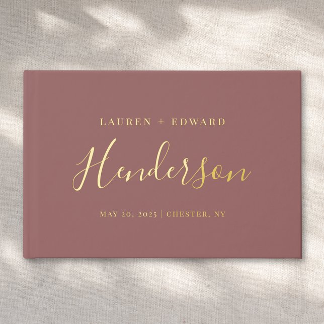 Libro De Visitas Rosa moderno y Boda de nombre de familia Gold (Subido por el creador)