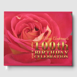 Libro De Visitas Rosa Oro 100 Nóbel de celebración de cumpleaños HC