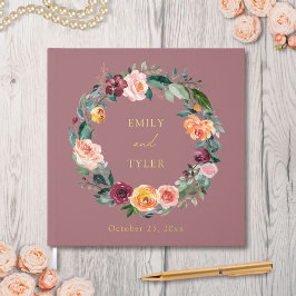 Libro De Visitas Rosa Otoño Flor Flor Flor Boda de guirnaldas flora